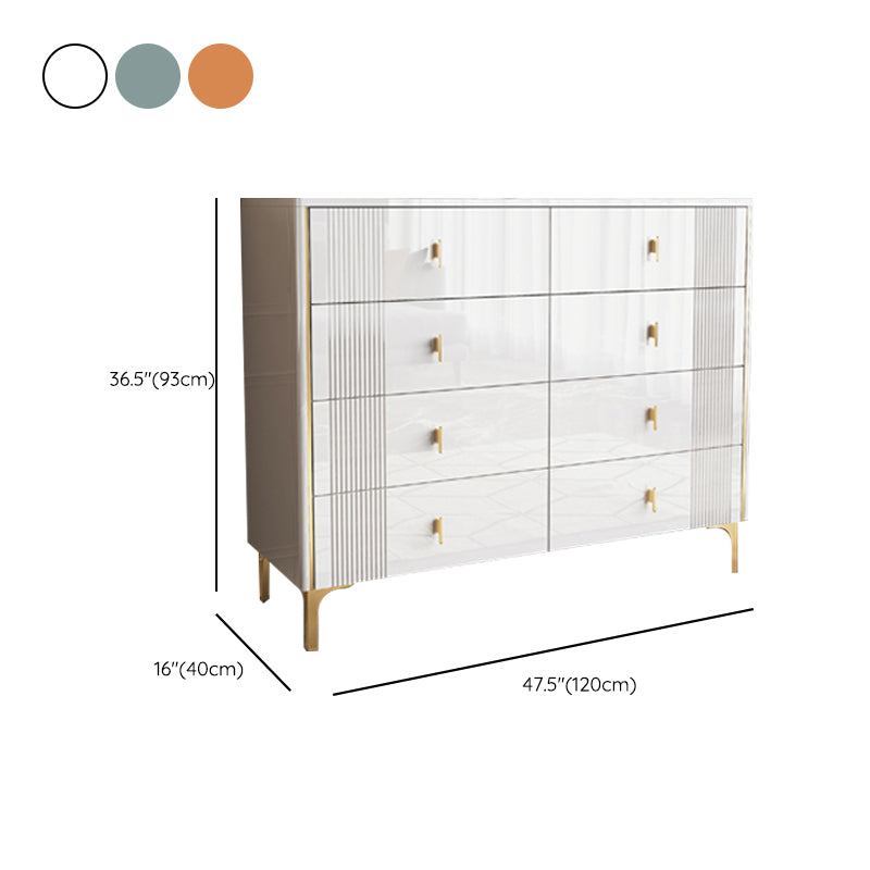 Glam Stone Bedroom Chest Horizontal Storage Chest with Drawers