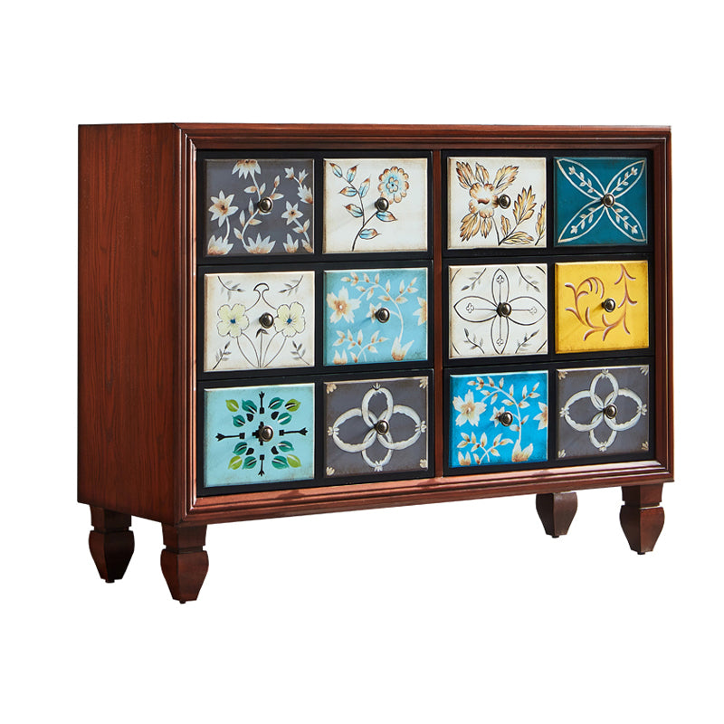 American Traditional Wooden Storage Chest Home Horizontal Chest with Drawers