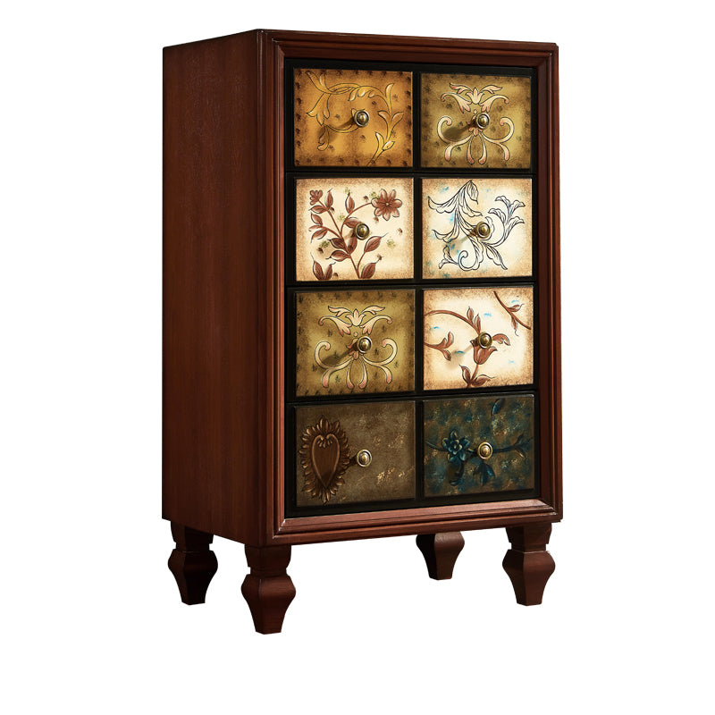 American Traditional Wooden Storage Chest Home Horizontal Chest with Drawers