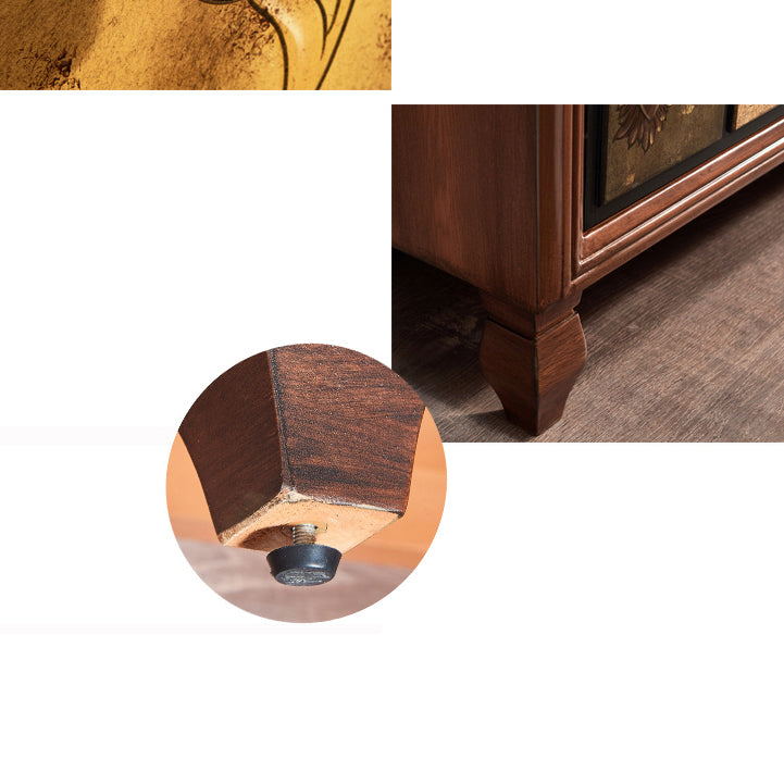 American Traditional Wooden Storage Chest Home Horizontal Chest with Drawers