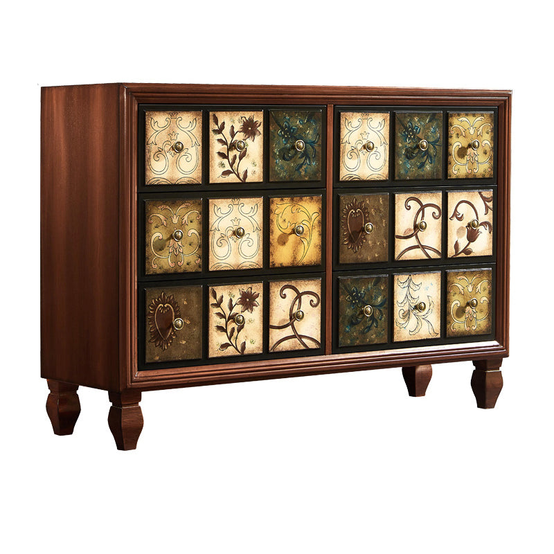 American Traditional Wooden Storage Chest Home Horizontal Chest with Drawers