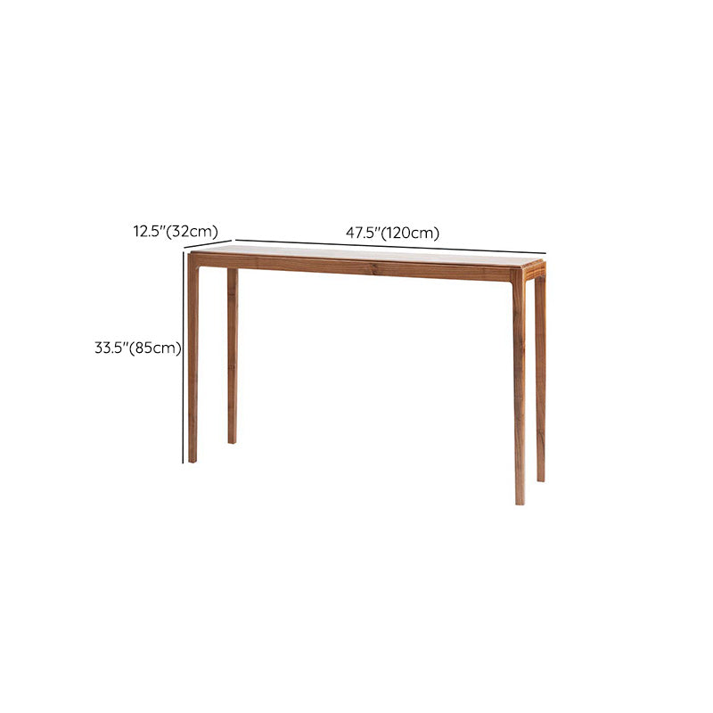 Mid-Century Modern Pine Console Sofa Table Rectangle End Table with 4 Legs for Hall