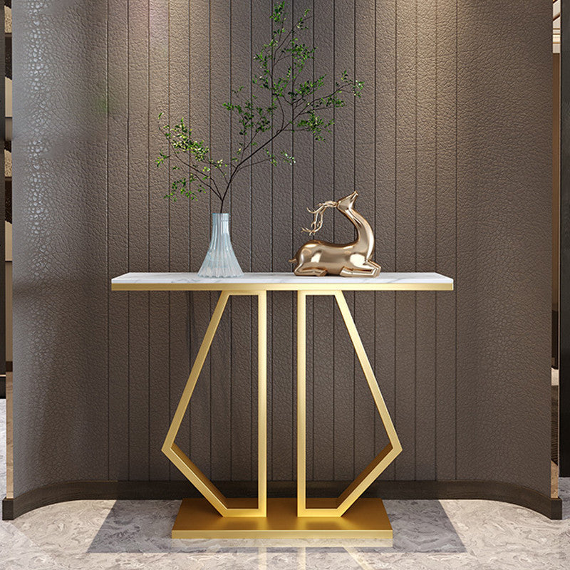 Glam Console Accent Table 11.81" W Sofa Console Table in Marble