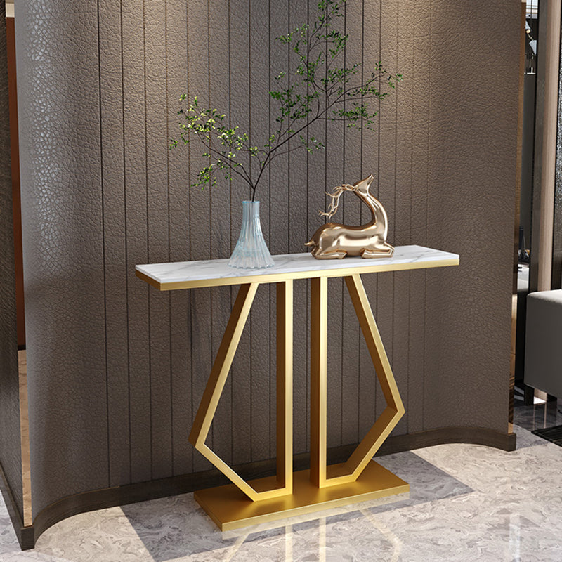 Glam Console Accent Table 11.81" W Sofa Console Table in Marble