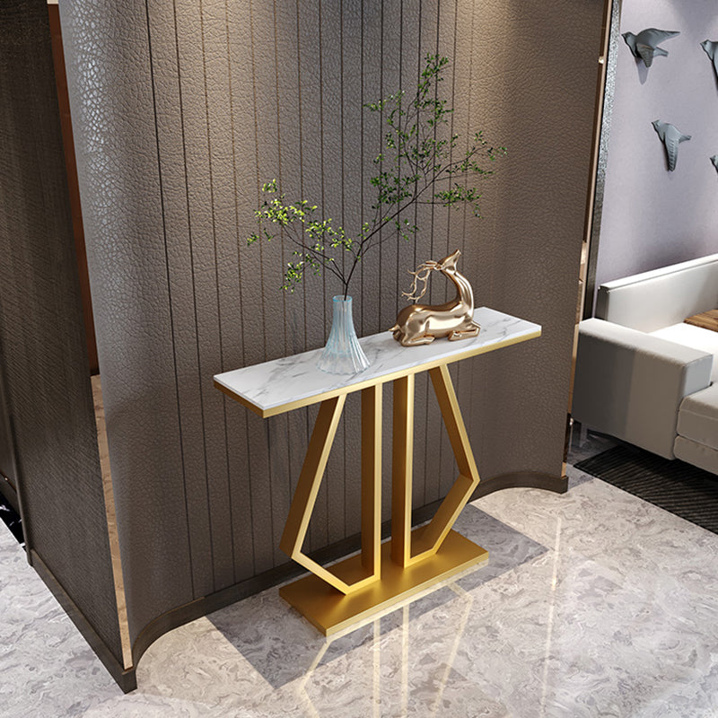 Glam Console Accent Table 11.81" W Sofa Console Table in Marble