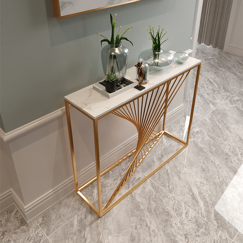 11" Wide Contemporary Console Table Rectangle Stone Sofa Table