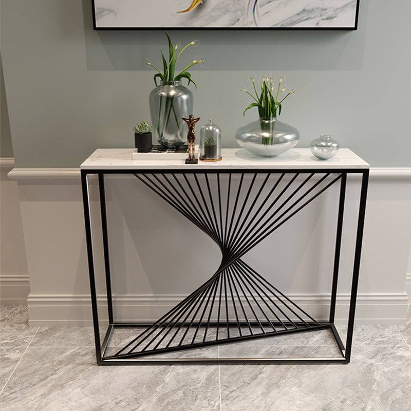11" Wide Contemporary Console Table Rectangle Stone Sofa Table