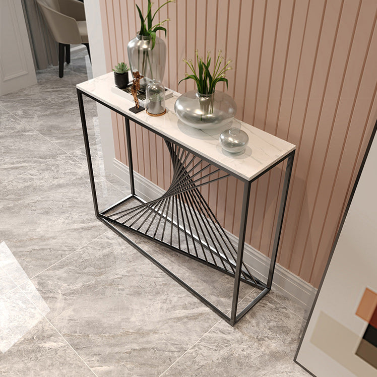 11" Wide Contemporary Console Table Rectangle Stone Sofa Table
