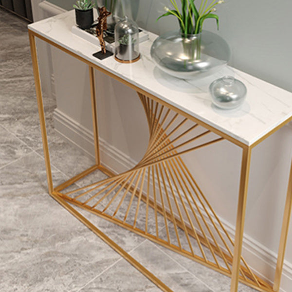 11" Wide Contemporary Console Table Rectangle Stone Sofa Table
