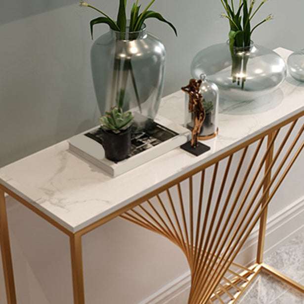 11" Wide Contemporary Console Table Rectangle Stone Sofa Table