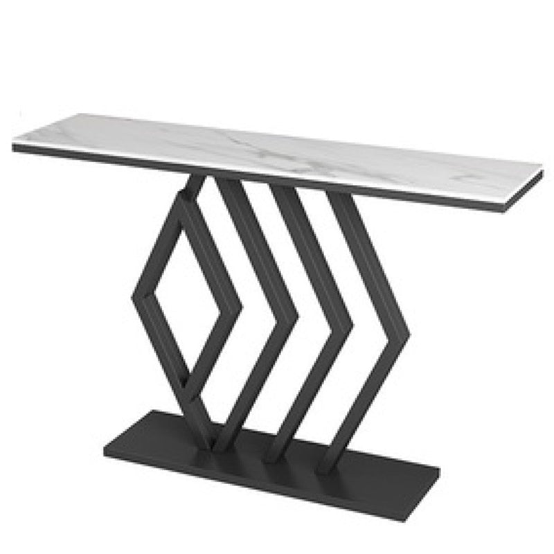 Glam Sofa Console Table Antique Finish Console Accent Table in Marble