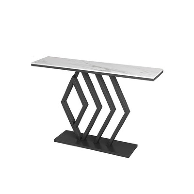 Glam Sofa Console Table Antique Finish Console Accent Table in Marble
