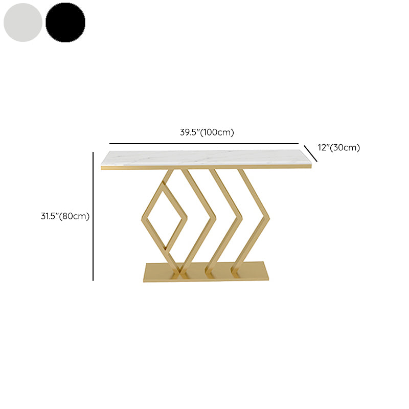 Glam Sofa Console Table Antique Finish Console Accent Table in Marble