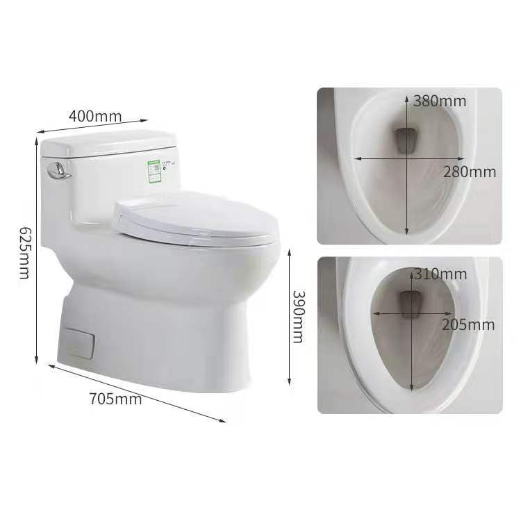 Modern Ceramic Siphon Jet Toilet Bowl Floor Mount Flush Toilet with Toilet Seat