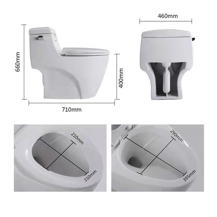 Modern Ceramic Siphon Jet Toilet Bowl Floor Mount Flush Toilet with Toilet Seat