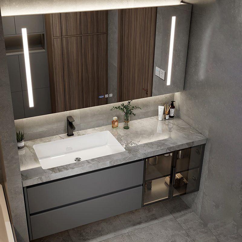 Stone and Ceramic Bath Vanity Glam Bathroom Vanity Set for Bathroom