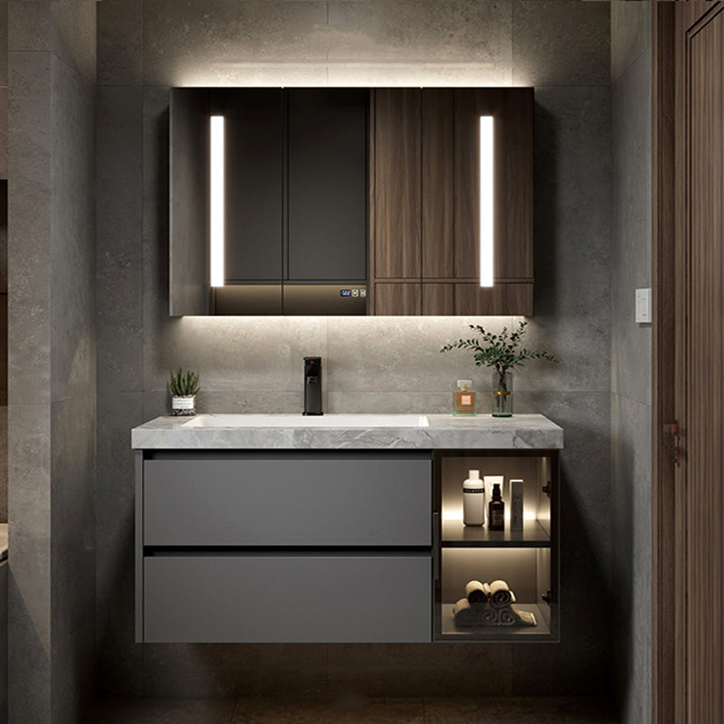 Stone and Ceramic Bath Vanity Glam Bathroom Vanity Set for Bathroom