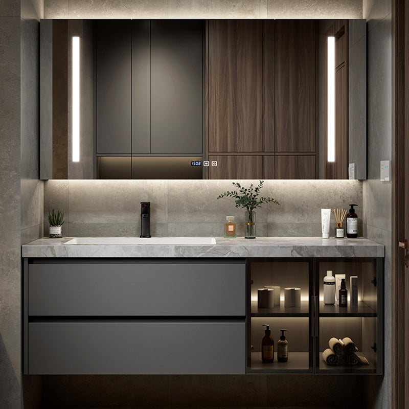 Stone and Ceramic Bath Vanity Glam Bathroom Vanity Set for Bathroom