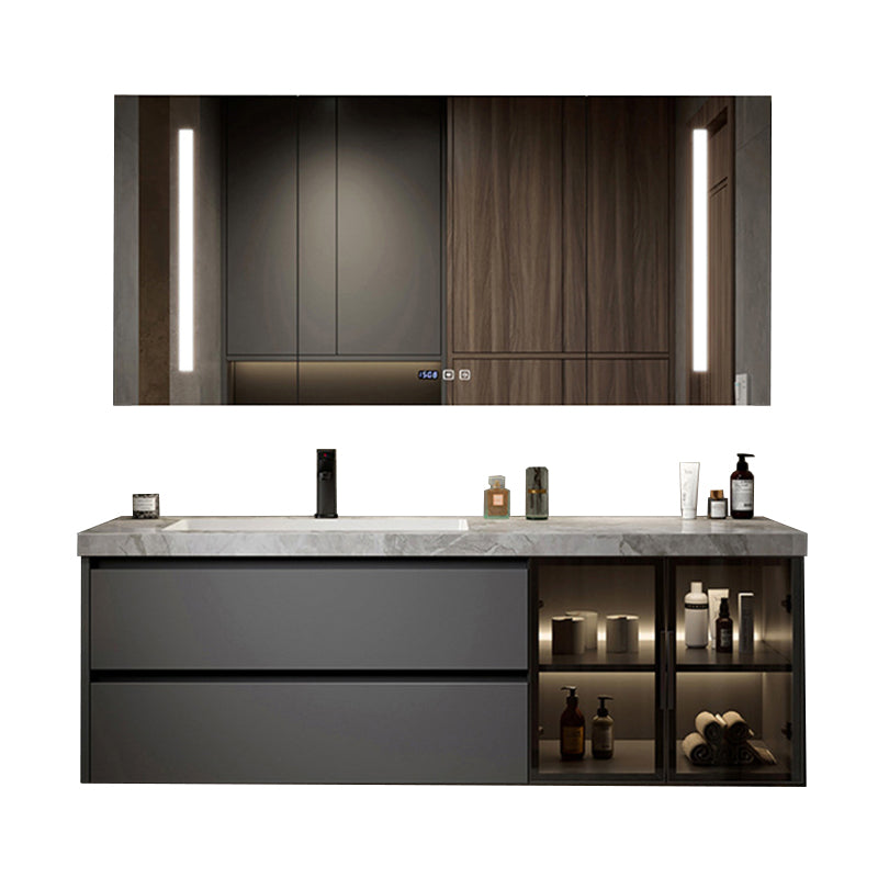 Stone and Ceramic Bath Vanity Glam Bathroom Vanity Set for Bathroom