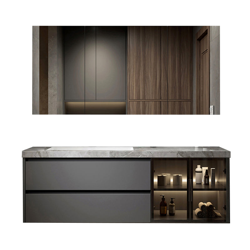 Stone and Ceramic Bath Vanity Glam Bathroom Vanity Set for Bathroom