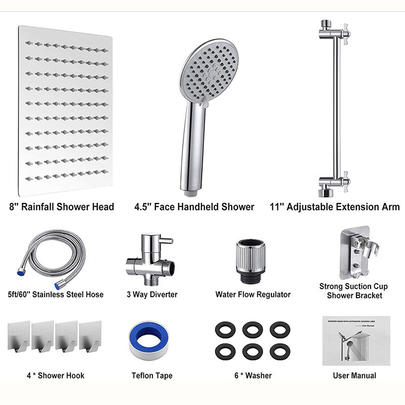 Square Shape Dual Shower Heads Modern Home Metal Dual Shower Heads