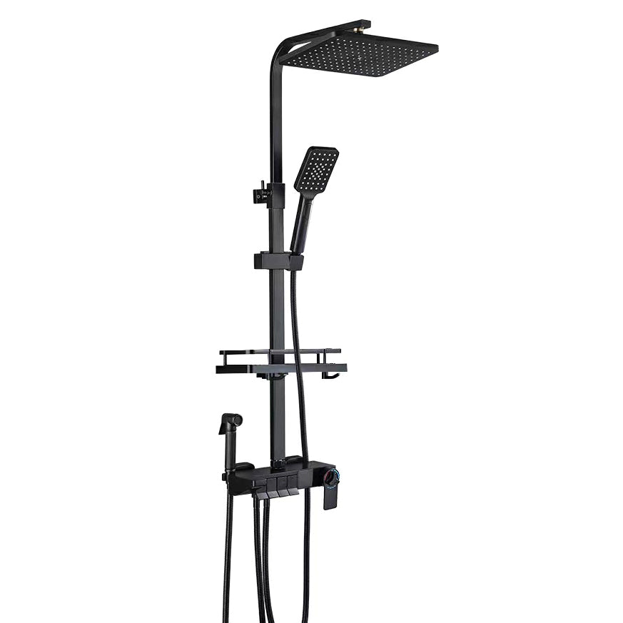 Square Metal Shower System Volume Control Dual Shower Head Shower Faucet with Shower Arm