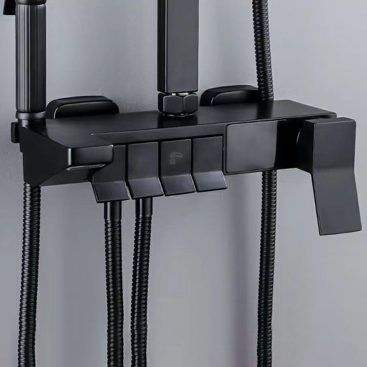 Square Metal Shower System Volume Control Dual Shower Head Shower Faucet with Shower Arm