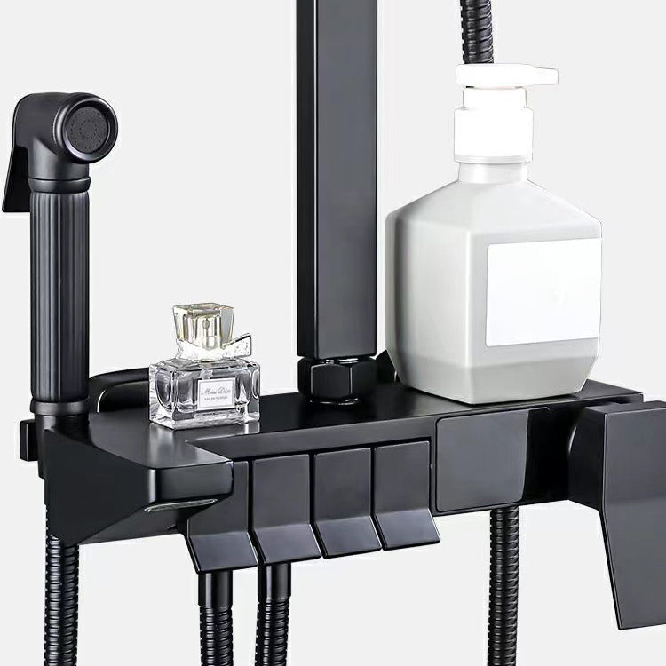 Square Metal Shower System Volume Control Dual Shower Head Shower Faucet with Shower Arm