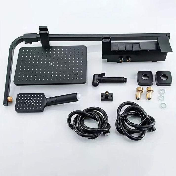 Square Metal Shower System Volume Control Dual Shower Head Shower Faucet with Shower Arm