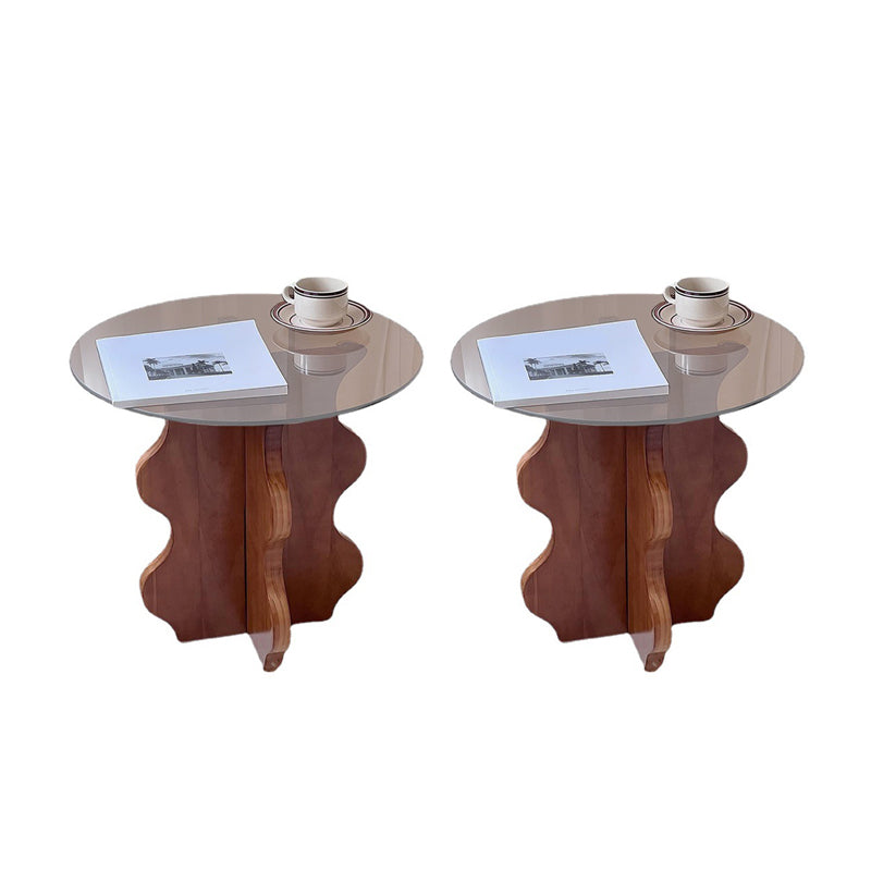 Contemporary Side Table Glass Abstract Round Living Room End Table