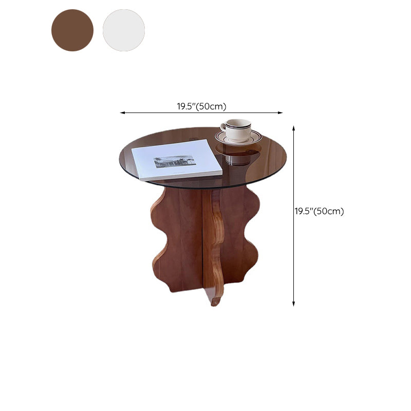 Contemporary Side Table Glass Abstract Round Living Room End Table