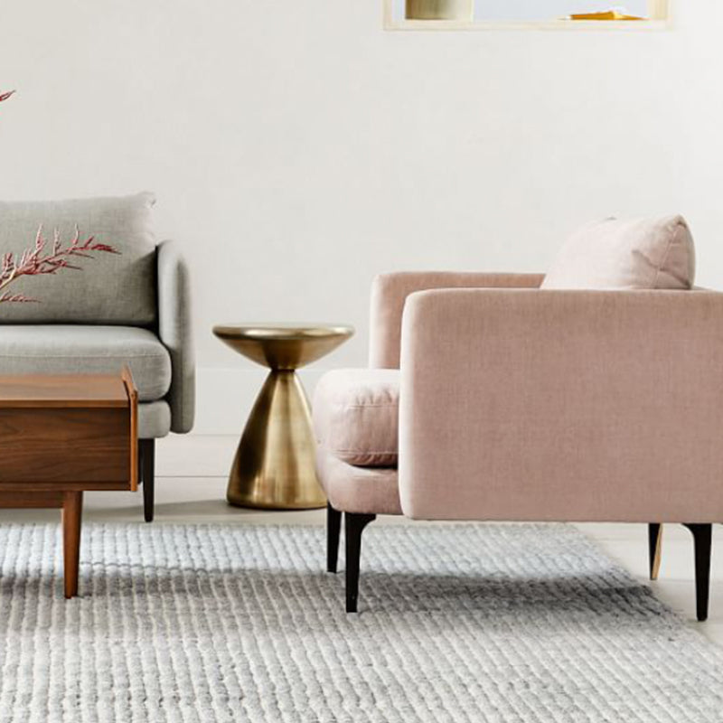 Living Room Side Table Mid-Century Round Pedestal Iron End Table