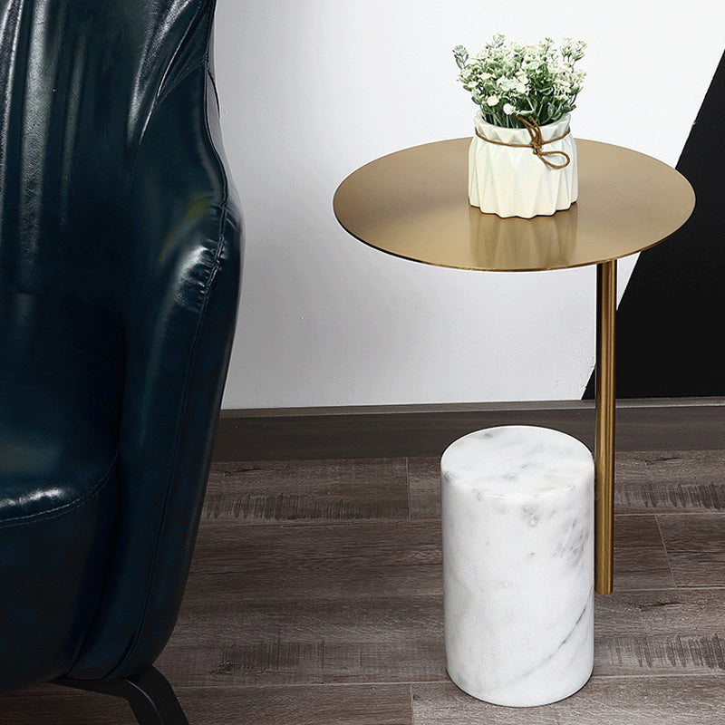 Scandinavian Side Table Marble Pedestal Round Living Room End Table