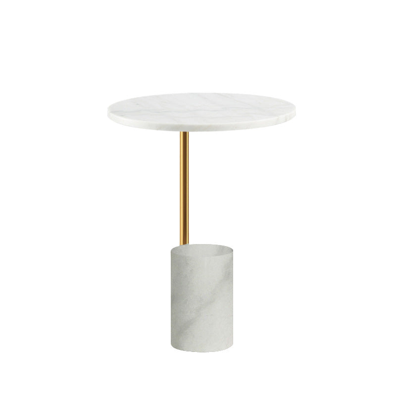 Scandinavian Side Table Marble Pedestal Round Living Room End Table