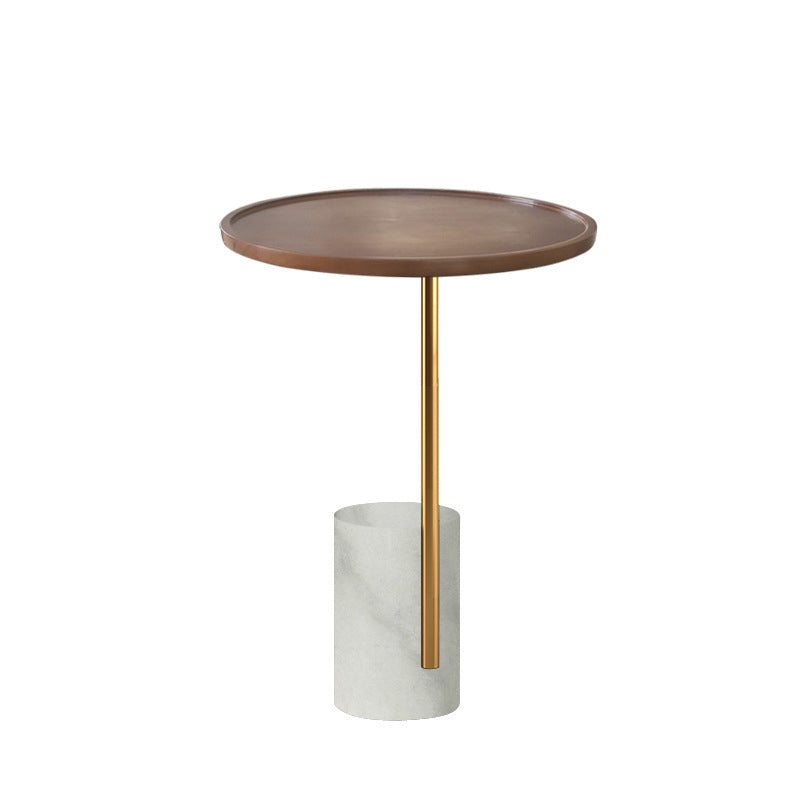 Scandinavian Side Table Marble Pedestal Round Living Room End Table