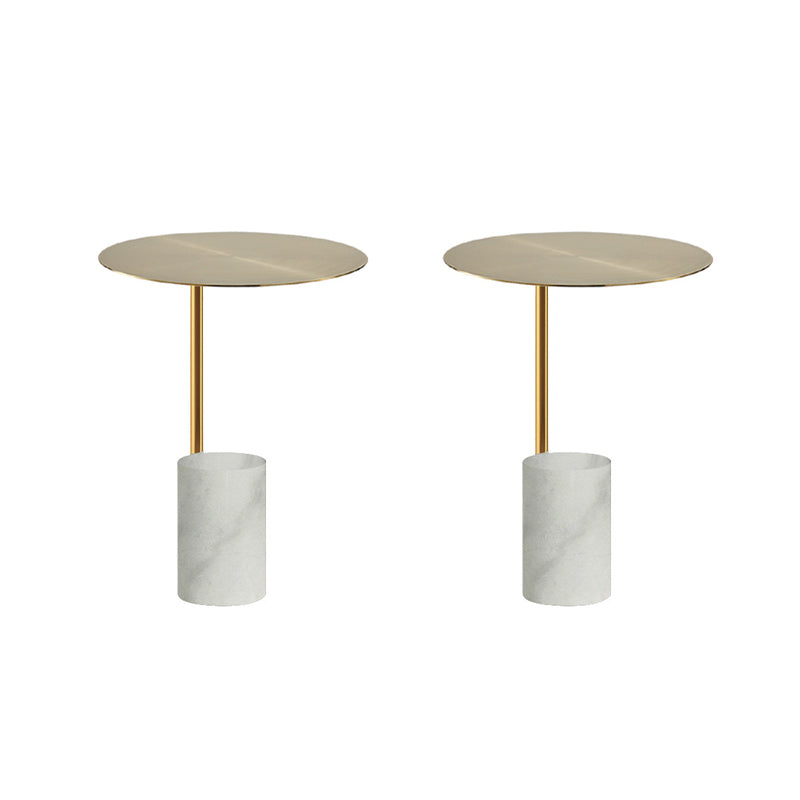 Scandinavian Side Table Marble Pedestal Round Living Room End Table