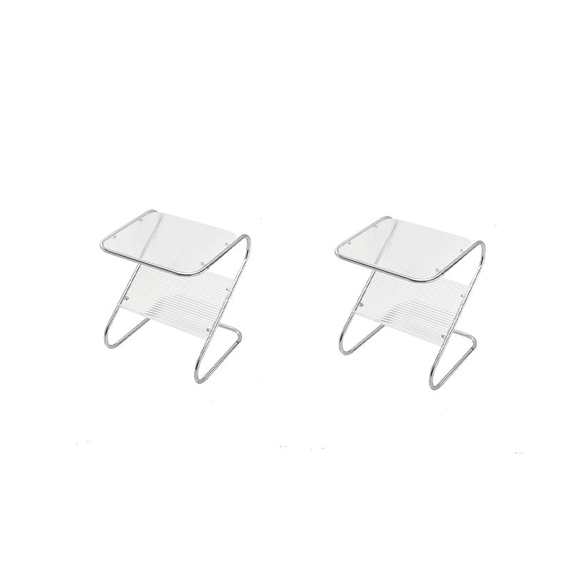 End Table with Storage Glass Abstract Rectangular Modernistic Side Table