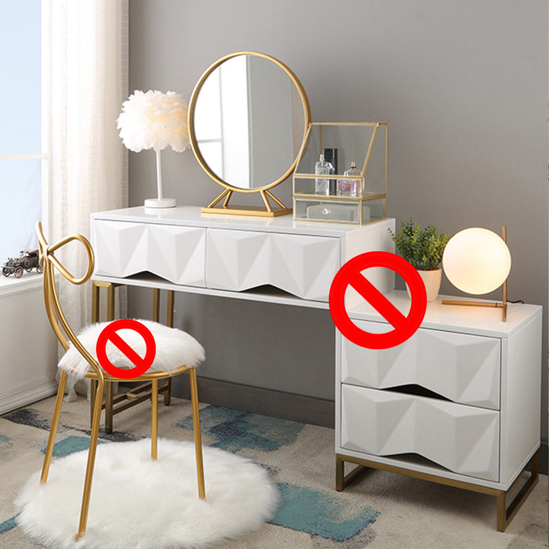 Contemporary White Makeup Dressing Table Stool Set with Drawers