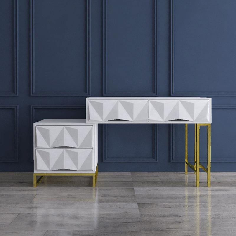Contemporary White Makeup Dressing Table Stool Set with Drawers