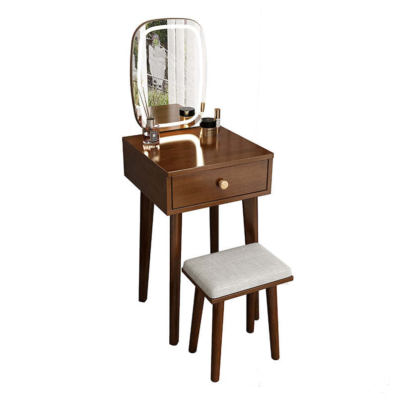Contemporary Solid Wood Dressing Table Stool Set 1 Drawer Make-up Vanity