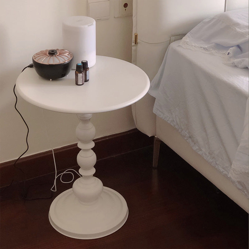 Side Table Metal Pedestal Table Round Mid-Century Living Room