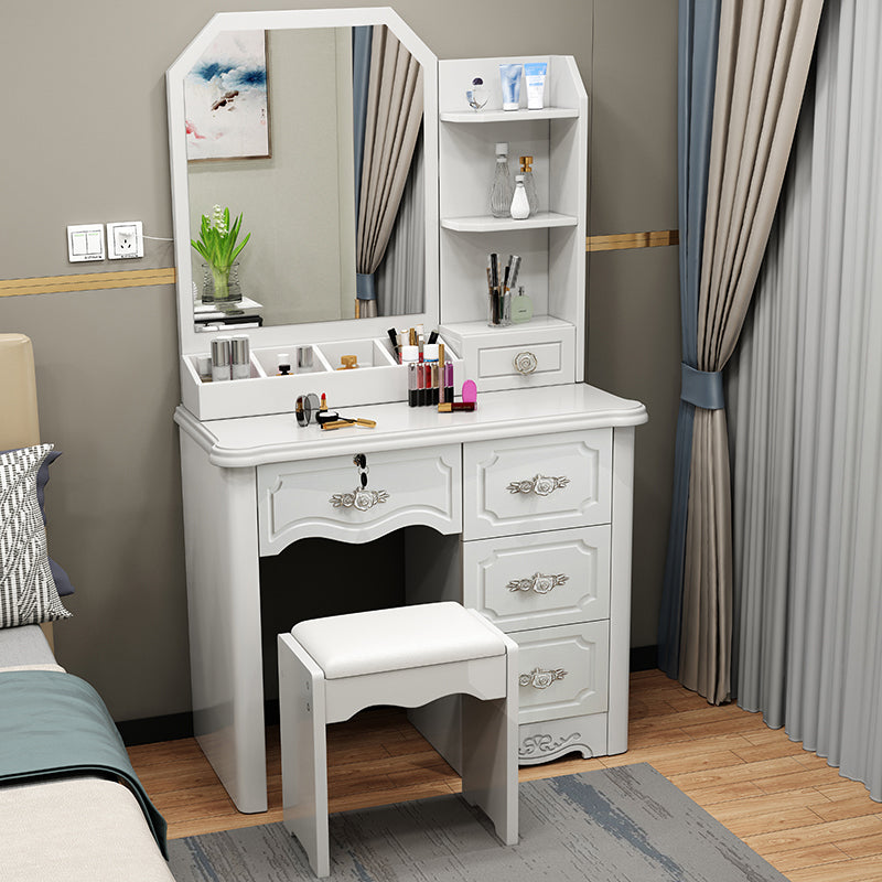 Make-up Vanity Standing Wooden 5-Drawers Mirror Contemporary