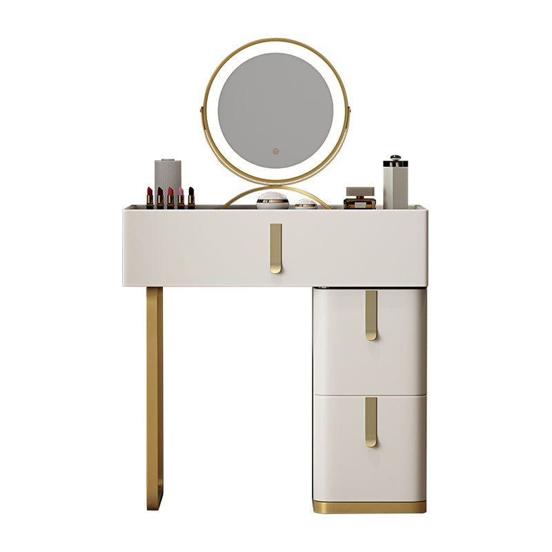 Glam Glass Top Vanity Dressing Table Set 3-Drawer Make-up Vanity