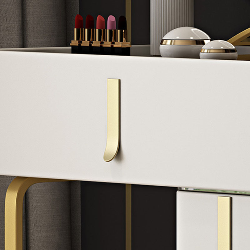 Glam Glass Top Vanity Dressing Table Set 3-Drawer Make-up Vanity