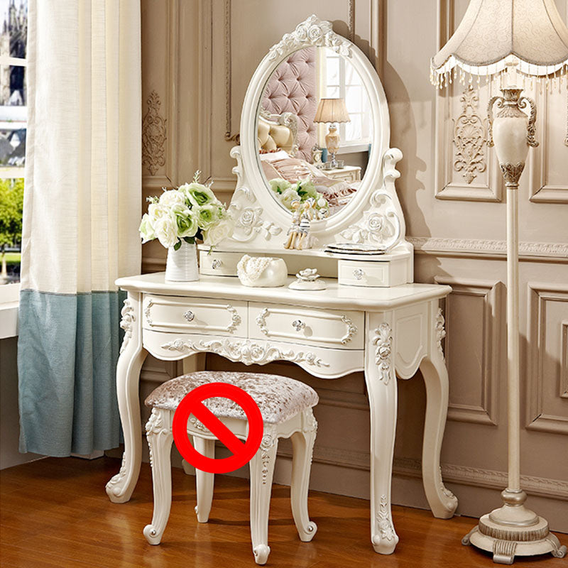 Victorian Solid Wood Vanity Dressing Table 4 Drawer Makeup Vanity Desk