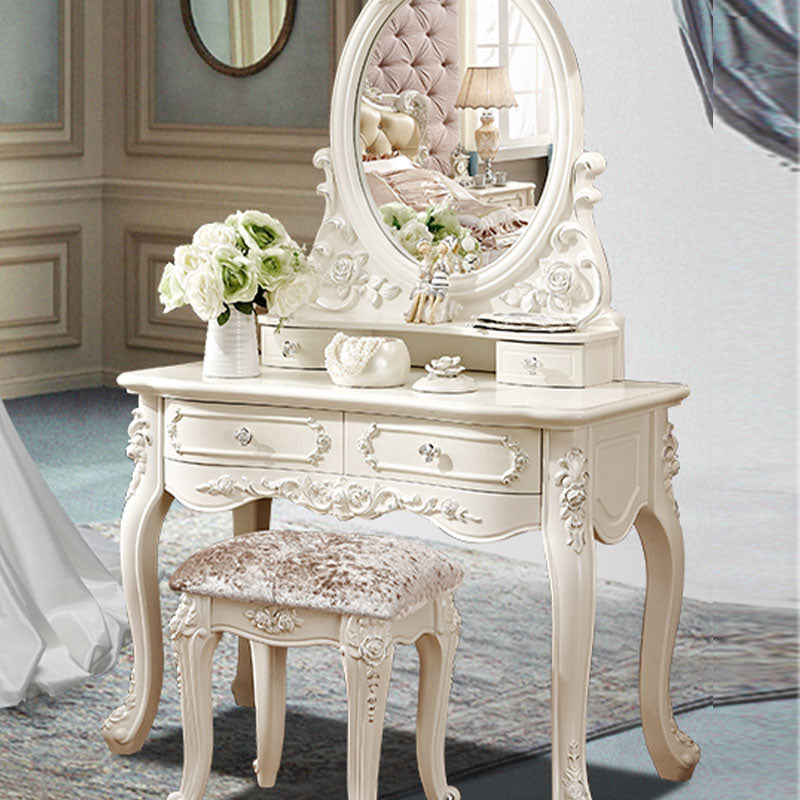 Victorian Solid Wood Vanity Dressing Table 4 Drawer Makeup Vanity Desk
