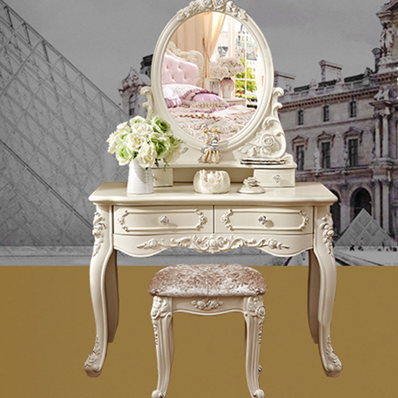 Victorian Solid Wood Vanity Dressing Table 4 Drawer Makeup Vanity Desk