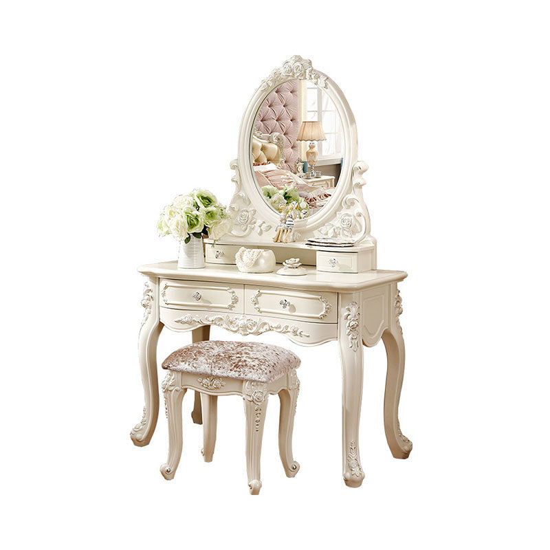 Victorian Solid Wood Vanity Dressing Table 4 Drawer Makeup Vanity Desk