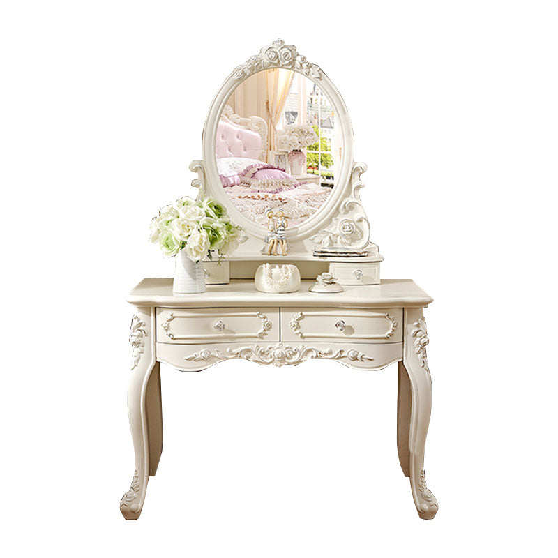 Victorian Solid Wood Vanity Dressing Table 4 Drawer Makeup Vanity Desk
