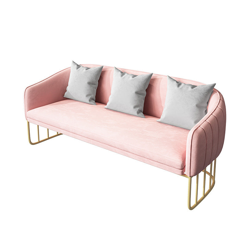 Contemporary Tight Back Sofa with Tuxedo Arm and Metal Base for Living Room